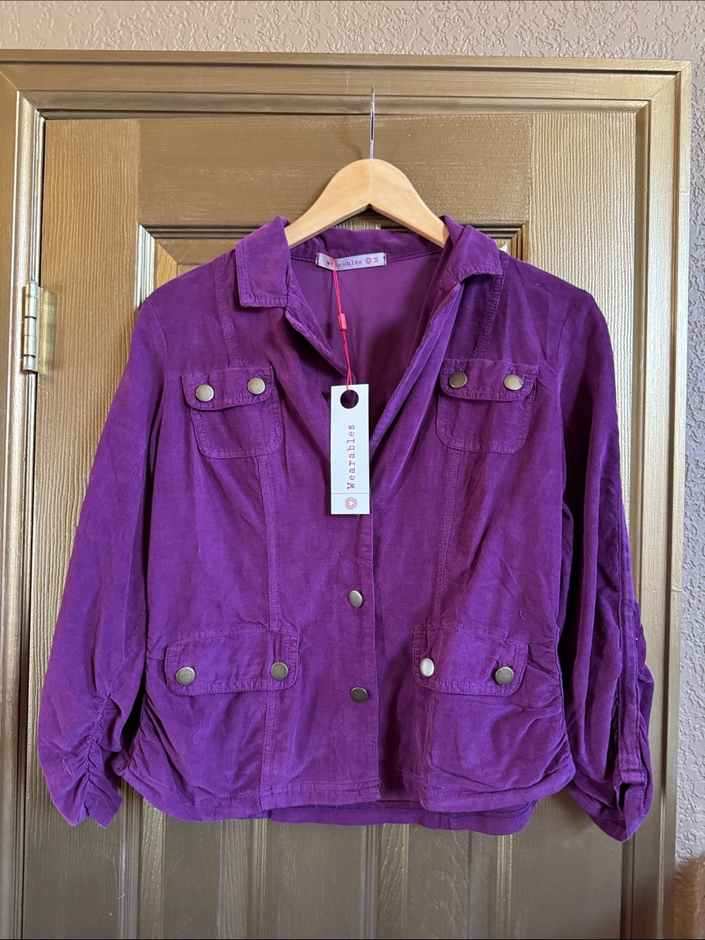 Women's Purple Corduroy Utility Jacket - Wearables